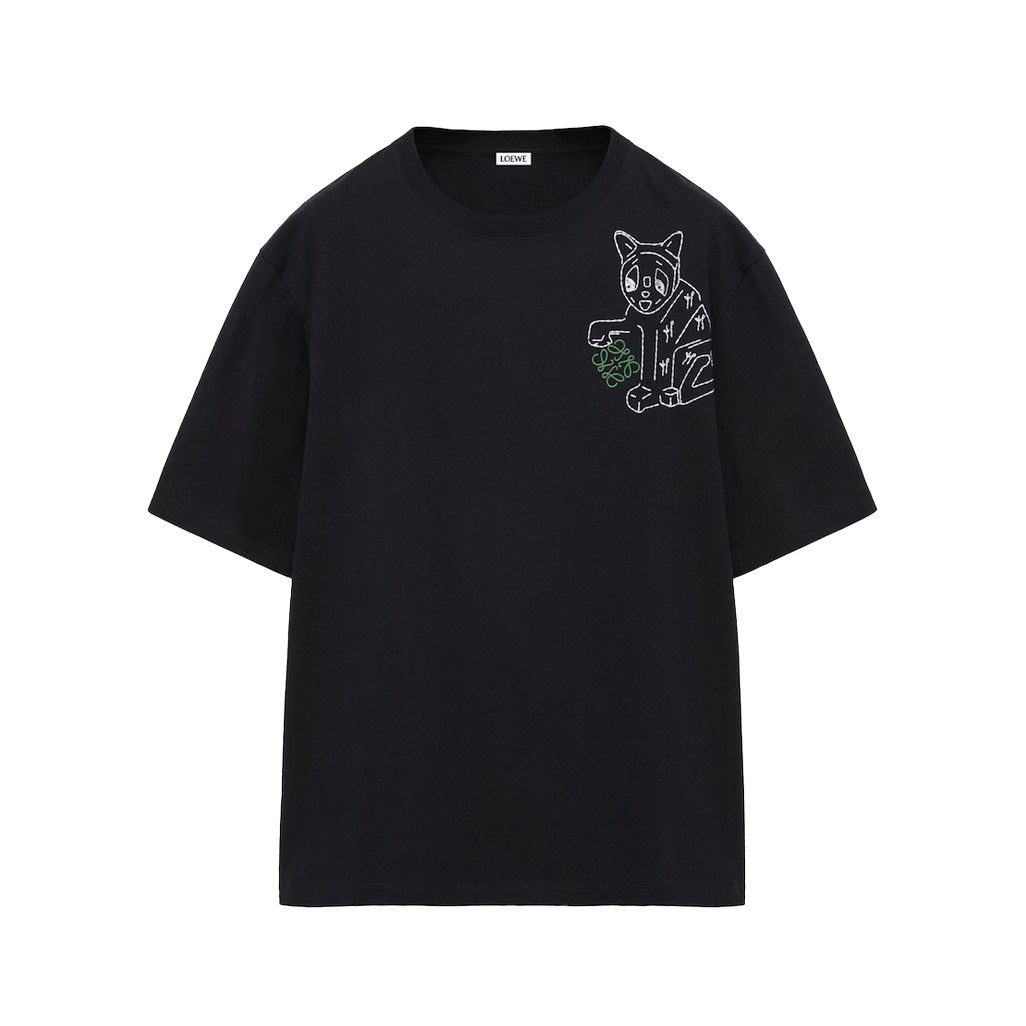 LOEWE Louis Wain Anagram Lucky Cat Embroidered T-Shirt