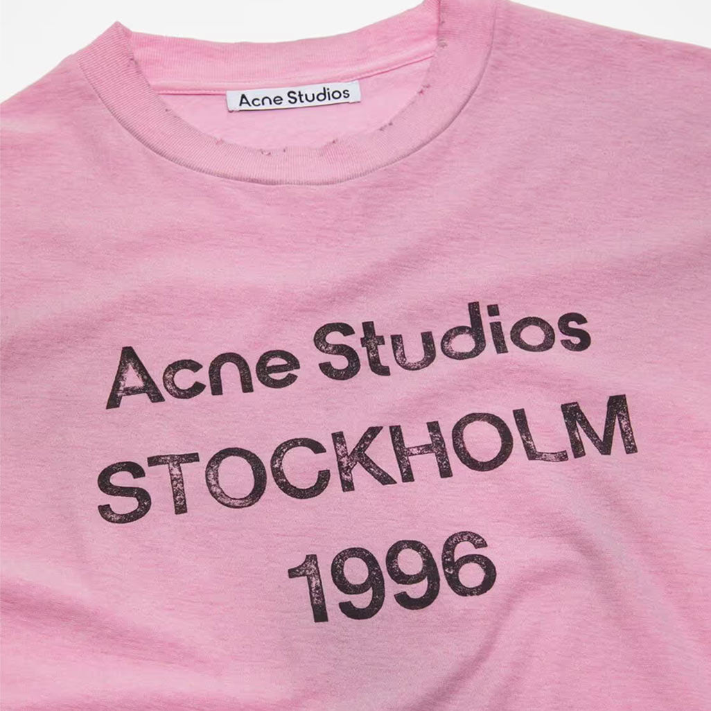 Acne Studios Stockholm Logo T-Shirt Relaxed Fit Pink